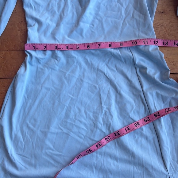 Blue Fit and Flare Long Sleeve V-Neck Dress for Cocktail - Picture 7 of 12